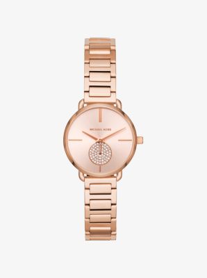 Michael kors mini portia shop rose gold ladies watch