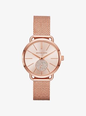 michael kors women's portia mesh bracelet watch silver