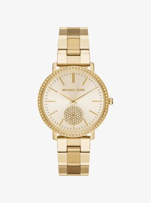 jaryn pave gold tone watch