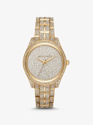 Lauryn pave shop silver tone watch