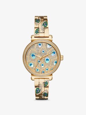 Mini Sofie Pavé Peacock Gold-Tone Watch 