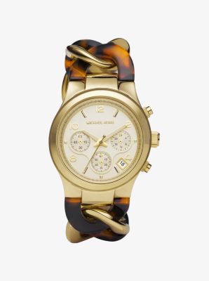 michael kors tortoise and gold watch