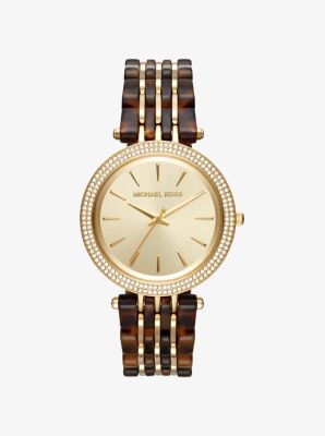 Darci Pav&eacute; Gold-Tone and Acetate Watch