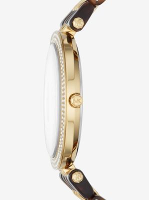 Darci Pav&eacute; Gold-Tone and Acetate Watch