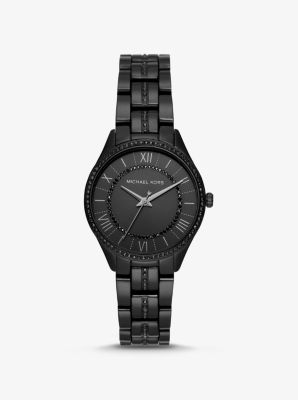 lauryn pave black tone watch