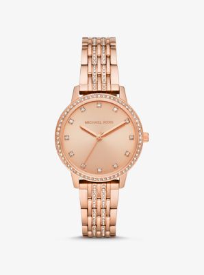 Michael kors rose gold pave clearance watch