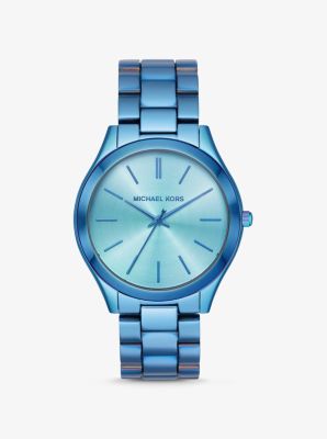Oversized Slim Runway Iridescent Blue-Tone Watch | Michael Kors