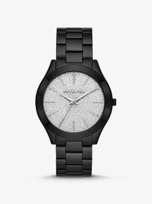 michael kors slim runway watch black