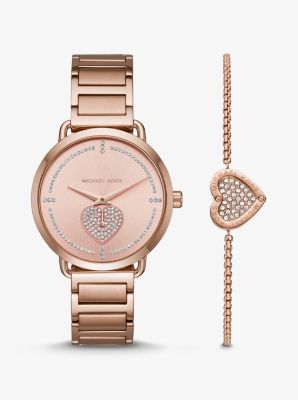 Michael kors watch and bracelet set rose discount gold