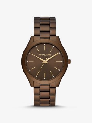 Slim Runway Brown-Tone Aluminum Watch | Michael Kors