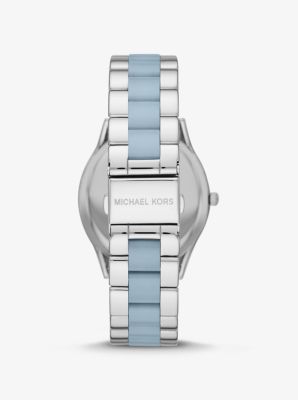 Oversized Slim Runway Silver-Tone and Acetate Watch