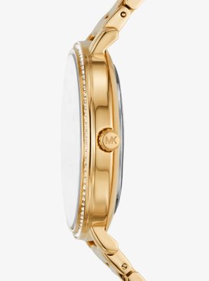 Horloge Pyper, goudkleurig met siersteentjes en logo image number 1