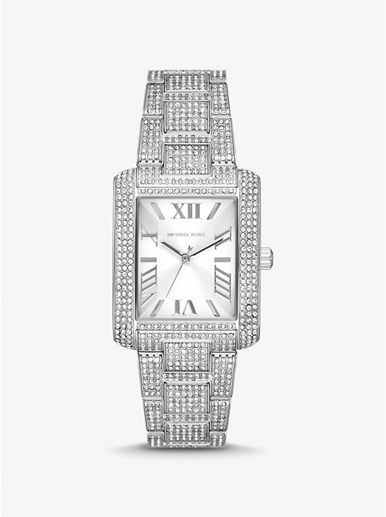 Oversized Emery Pavé Silver-Tone Watch image number 0