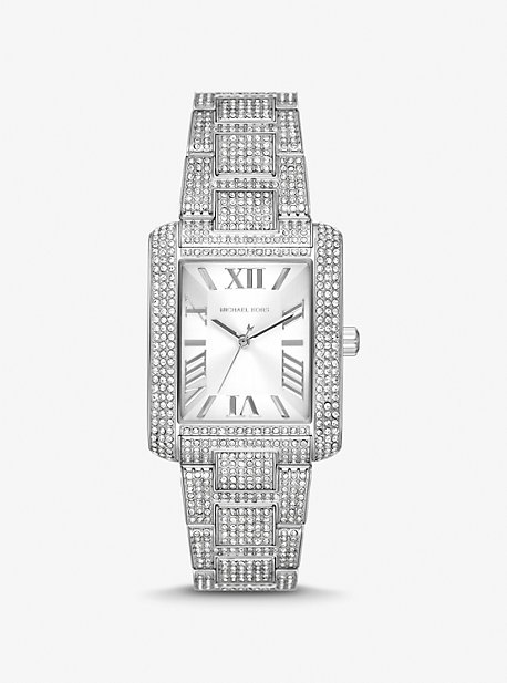 MK Oversized Emery Pave Silver-Tone Watch - Silver - Michael Kors