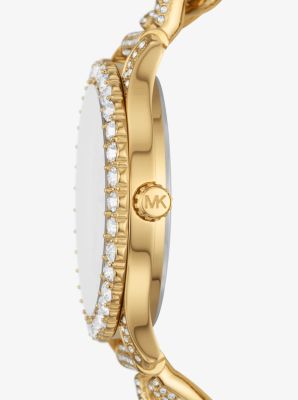 Armbanduhr Layton im Goldton mit Panzerkettenarmband und Pavé-Fassung image number 1
