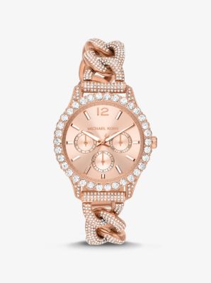 Layton Pave Rose Gold Tone Curb Link Watch Michael Kors