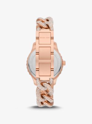 Layton Pave Rose Gold Tone Curb Link Watch Michael Kors