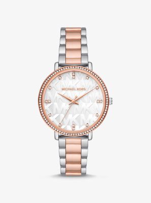 Pyper Two-Tone Embossed Logo Watch | Michael Kors