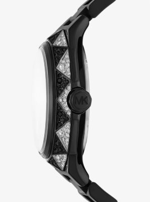 Reloj oversize Raquel en tono negro con pav&eacute;