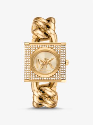 Mini Lock Pavé Gold-Tone Chain Watch | Michael Kors