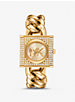 Mini Lock Pavé Gold-Tone Chain Watch image number 0