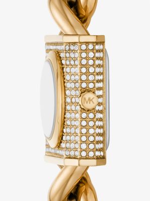Hangslotvormig horloge, goudkleurig met siersteentjes, mini image number 1