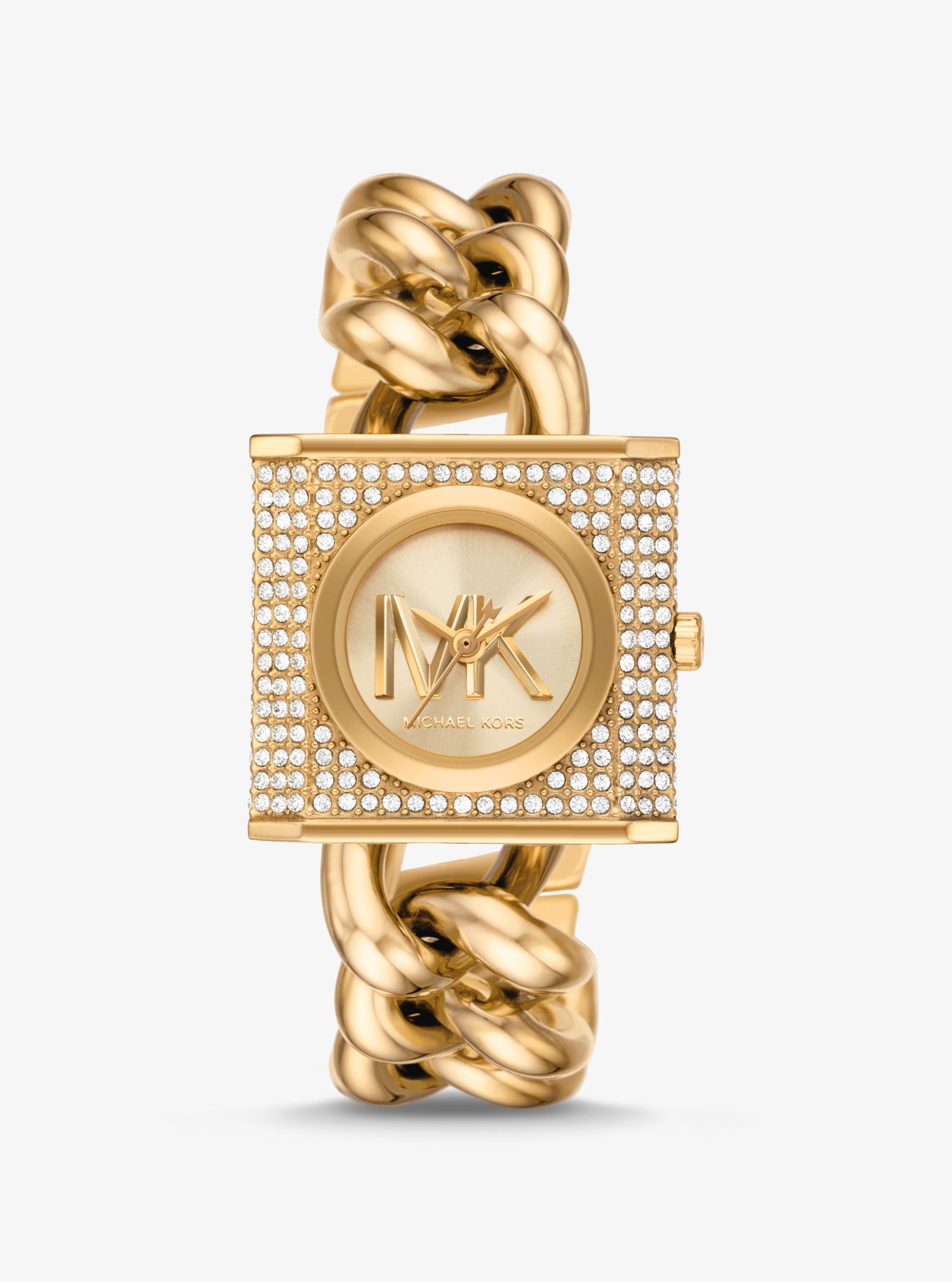 MKReloj Lock mini en tono dorado con incrustaciones y cadena - Dorado - Michael Kors