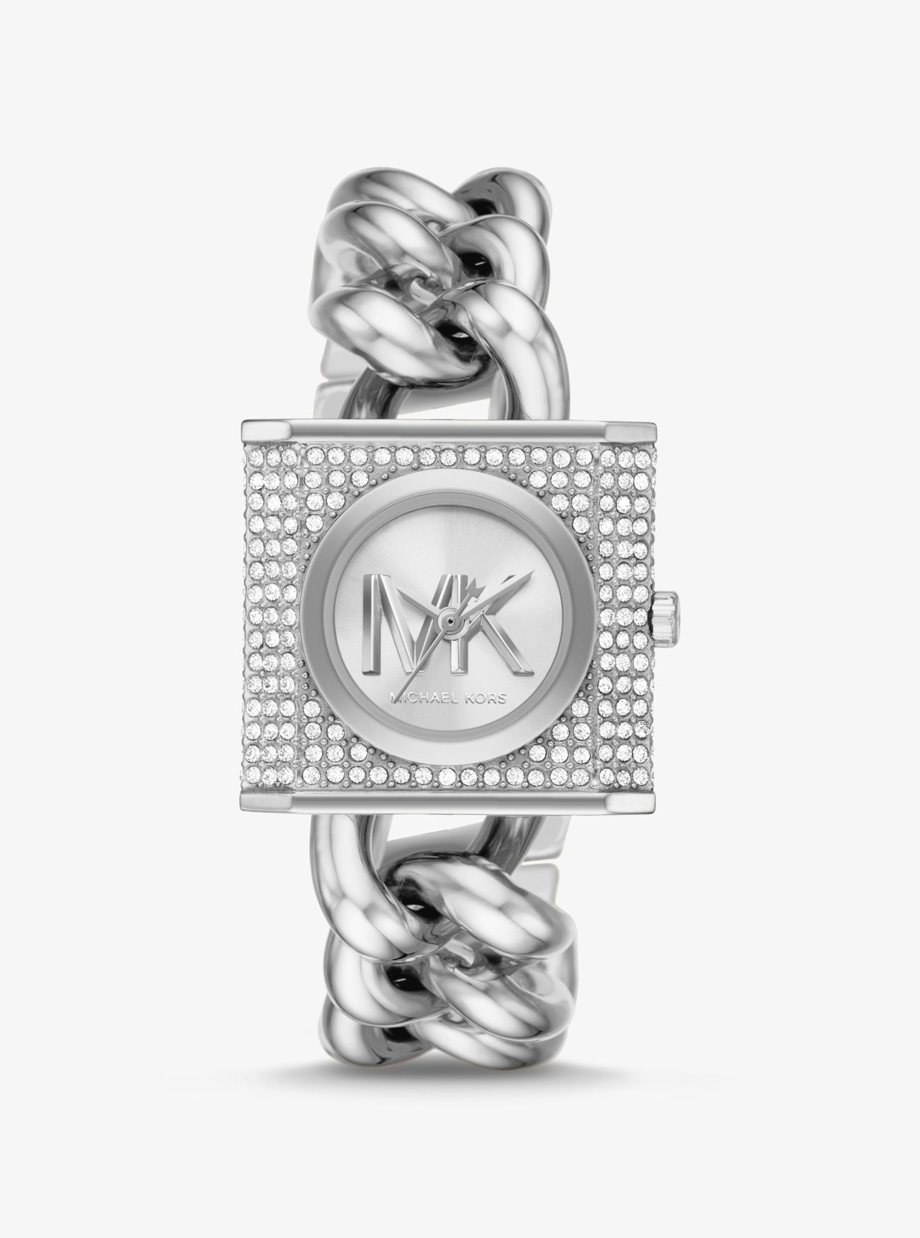 MKReloj Lock mini en tono plateado con incrustaciones y cadena - Plateado - Michael Kors