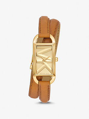 마이클 코어스 Michaelkors Mini Empire Gold-Tone and Leather Watch