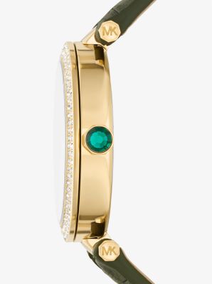 Parker Pavé Gold-Tone and Crocodile Embossed Leather Watch image number 1