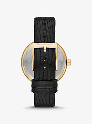 Laney Gold-Tone and Lizard Embossed Leather Watch