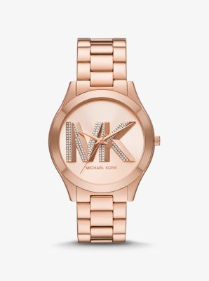 Michael Kors Women's Red Runway Chronograph Rose Gold-Tone Stainless Steel  Bracelet Watch