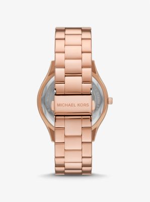 Montre Runway mince surdimensionnée de ton or rose image number 2