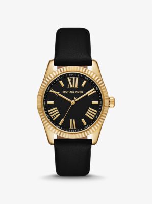 Lexington Gold-Tone and Leather Michael Kors Watch Canada 