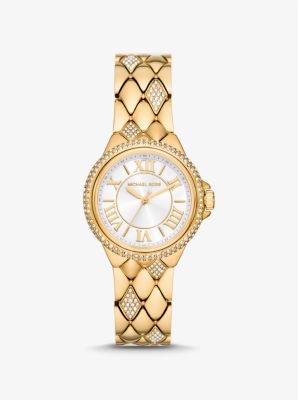 Mini montre Camille dorée avec pierres pavées image number 0