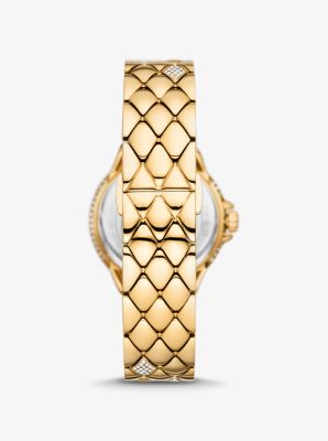 Horloge Camille, miniformaat, goudkleurig met siersteentjes image number 2