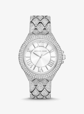 Michael Kors Oversized Camille Pavé Silver-tone Watch