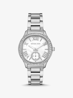 Horloge Sage, zilverkleurig met siersteentjes image number 0