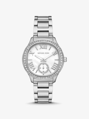 Sage Pave Silver Tone Watch