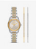 Lexington Pavé Two-Tone Watch and Slider Bracelet Gift Set image number 0