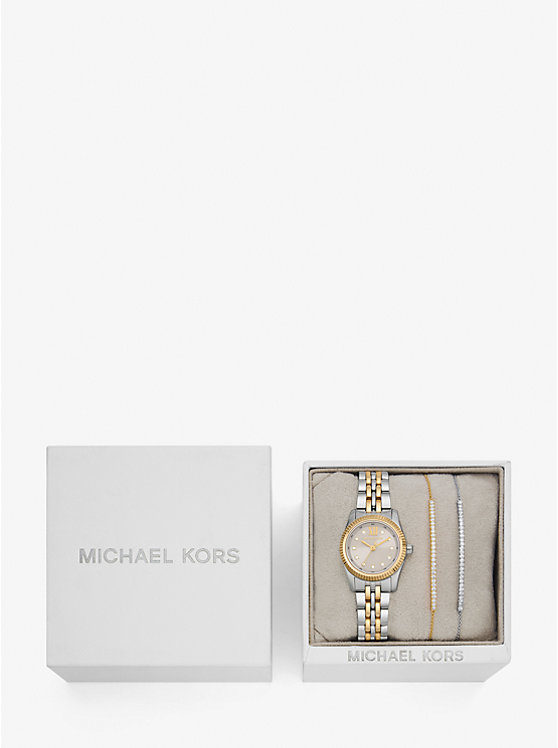 Set regalo bracciale con cursore e orologio Lexington bicolore con pavé image number 3
