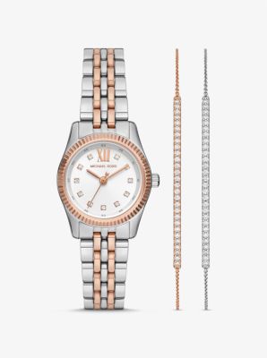 Coffret-cadeau avec montre Lexington bicolore à pierres pavées et bracelets à glissière image number 0