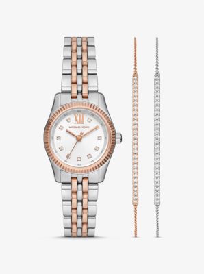 Lexington Pave Two Tone Watch and Slider Bracelet Gift Set