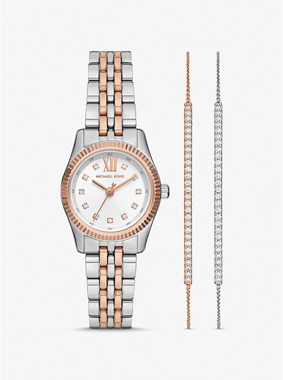 Set regalo bracciale con cursore e orologio Lexington bicolore con pavé image number 0