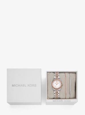 Coffret-cadeau avec montre Lexington bicolore à pierres pavées et bracelets à glissière image number 3