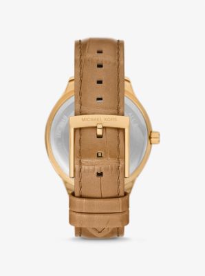 Sage Pavé Gold-Tone and Crocodile Embossed Leather Watch image number 2