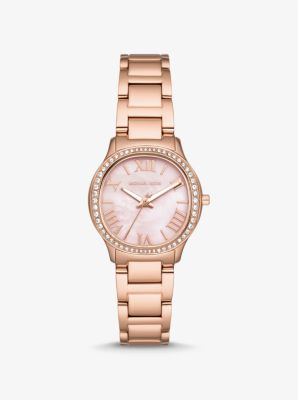 Reloj Sage mini en tono dorado rosa con incrustaciones image number 0