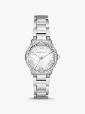 Mini Sage Pave Silver Tone Watch