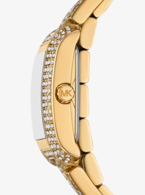 Armbanduhr Petite Emery mit doppelter Wicklung im Goldton mit Pavé image number 1