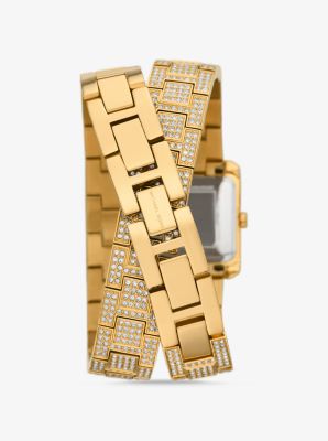 Petite Emery Pavé Gold-Tone Double Wrap Watch image number 2